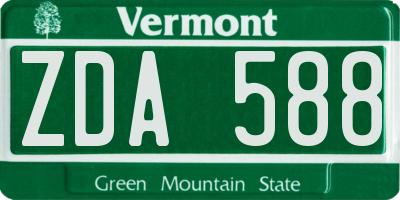 VT license plate ZDA588