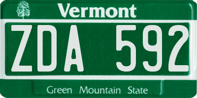 VT license plate ZDA592