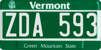 VT license plate ZDA593