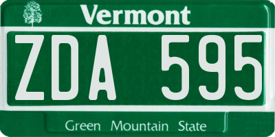 VT license plate ZDA595