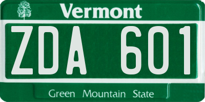 VT license plate ZDA601