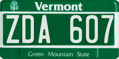 VT license plate ZDA607