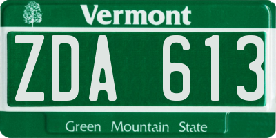 VT license plate ZDA613