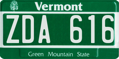 VT license plate ZDA616