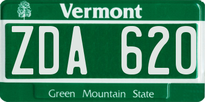 VT license plate ZDA620