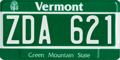 VT license plate ZDA621