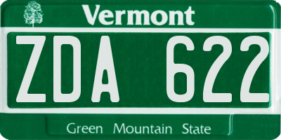 VT license plate ZDA622