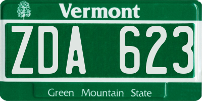 VT license plate ZDA623