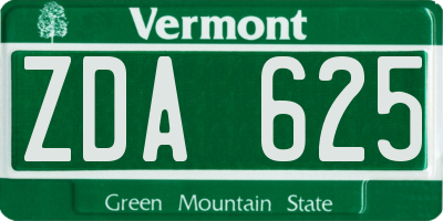 VT license plate ZDA625