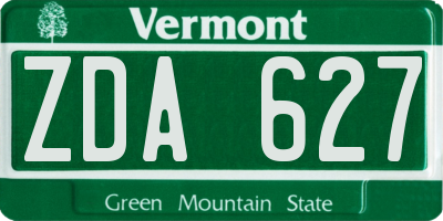 VT license plate ZDA627