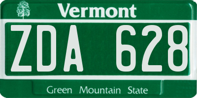 VT license plate ZDA628