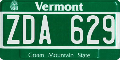 VT license plate ZDA629