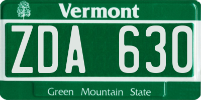 VT license plate ZDA630