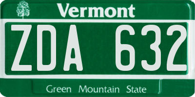 VT license plate ZDA632