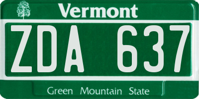 VT license plate ZDA637