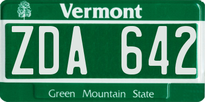 VT license plate ZDA642