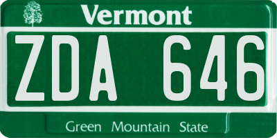 VT license plate ZDA646