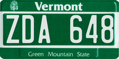 VT license plate ZDA648