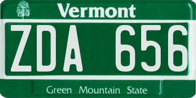 VT license plate ZDA656