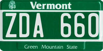 VT license plate ZDA660