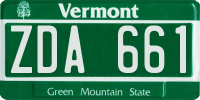 VT license plate ZDA661