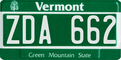 VT license plate ZDA662