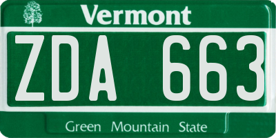 VT license plate ZDA663