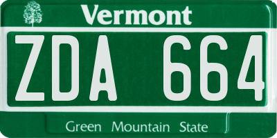 VT license plate ZDA664