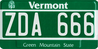 VT license plate ZDA666