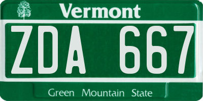 VT license plate ZDA667