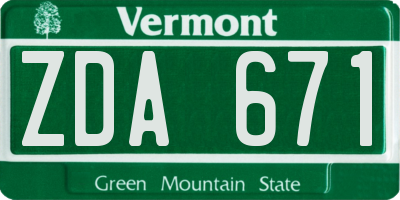 VT license plate ZDA671