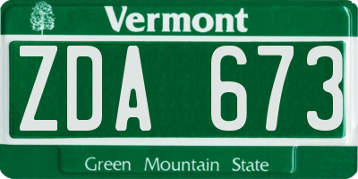 VT license plate ZDA673