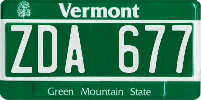 VT license plate ZDA677