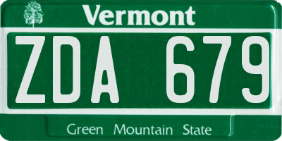 VT license plate ZDA679