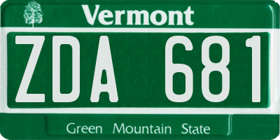 VT license plate ZDA681