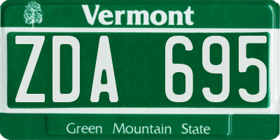 VT license plate ZDA695