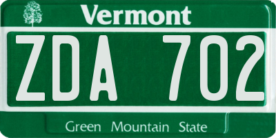 VT license plate ZDA702