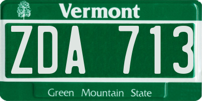 VT license plate ZDA713