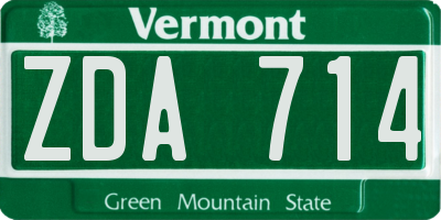 VT license plate ZDA714