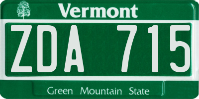 VT license plate ZDA715