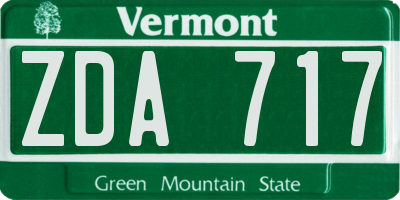 VT license plate ZDA717