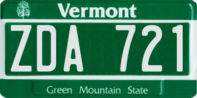VT license plate ZDA721