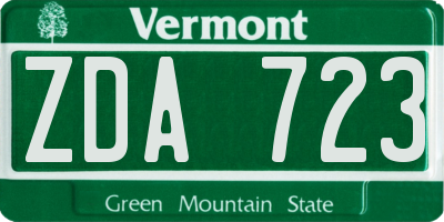 VT license plate ZDA723