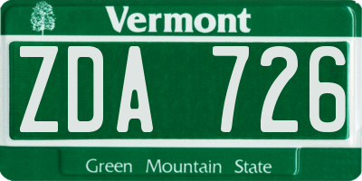 VT license plate ZDA726