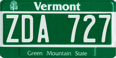 VT license plate ZDA727