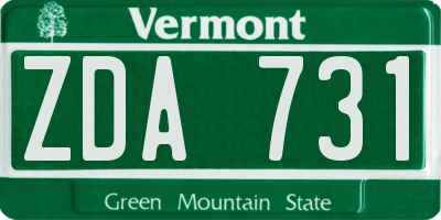 VT license plate ZDA731
