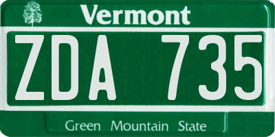 VT license plate ZDA735