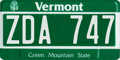 VT license plate ZDA747