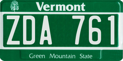 VT license plate ZDA761