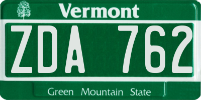 VT license plate ZDA762